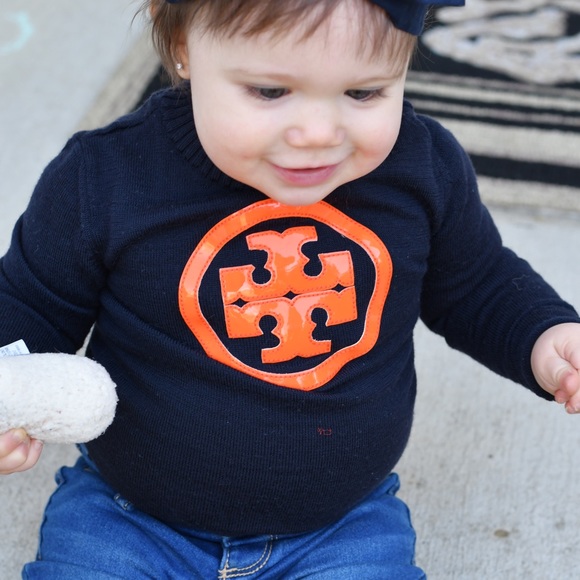Tory Burch Babies Navy and Orange Logo Sweater XS - Picture 5 of 6